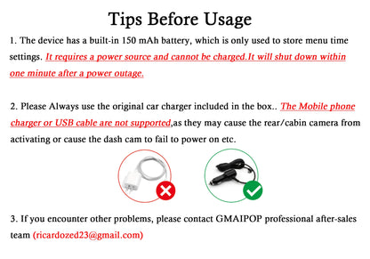 1080P WIFI Dual camera Dash Cam for cars,Front And Inside,car camera with IR Night Vision,Loop Recording,wide angle Car DVR Came